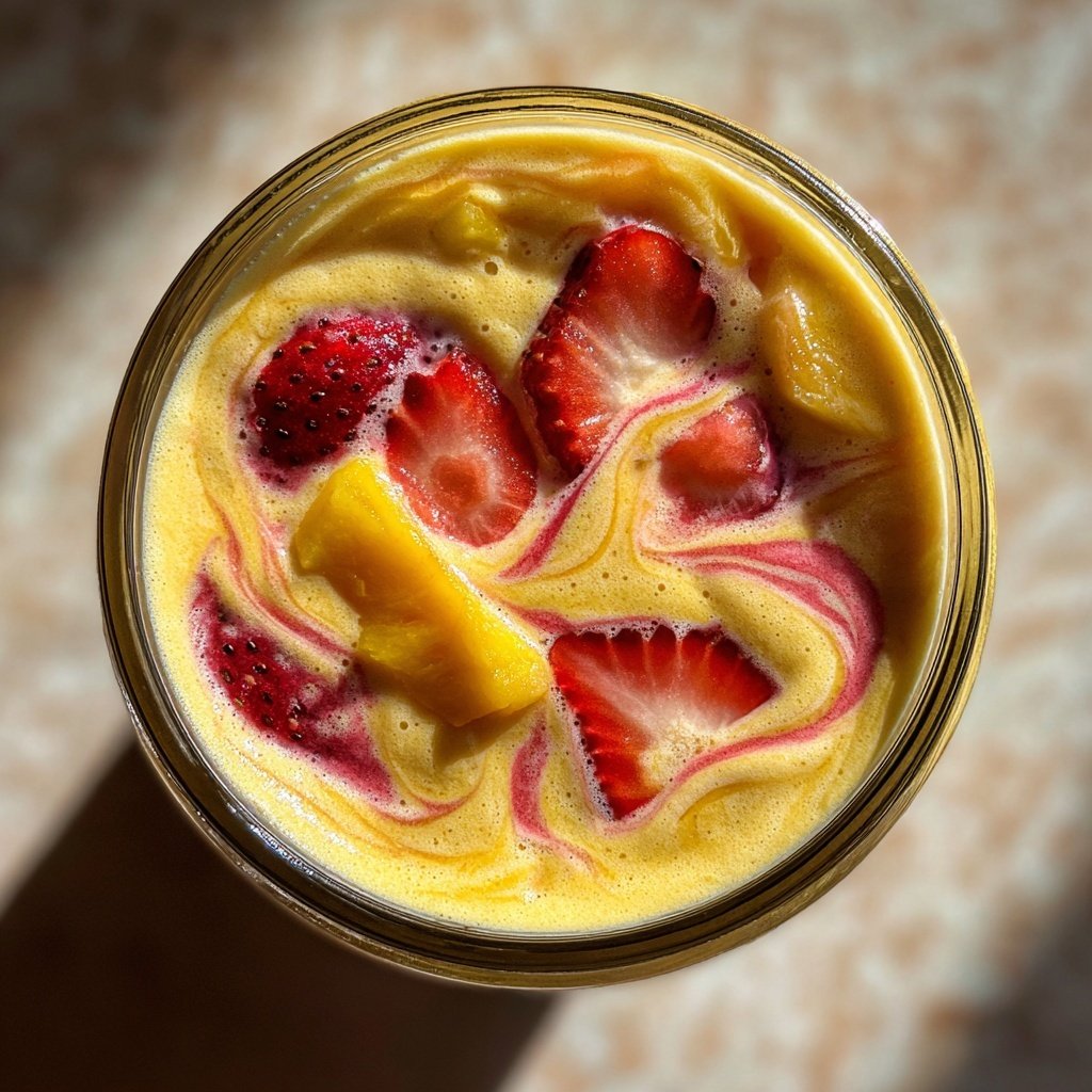 Mango Strawberry Coconut Lassi