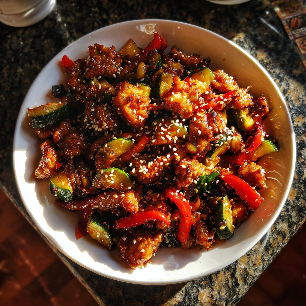 Spicy Cucumber & Chicken Stir-Fry