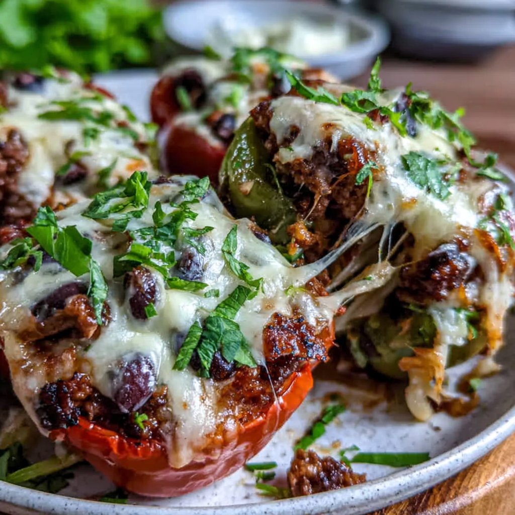Tex-Mex Hamburger Meat Stuffed Peppers