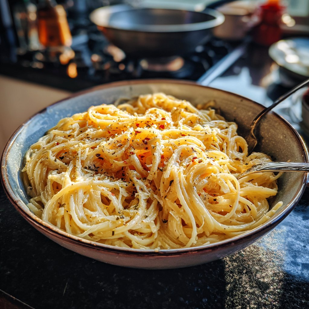 One Pot Creamy Garlic Lemon Pasta